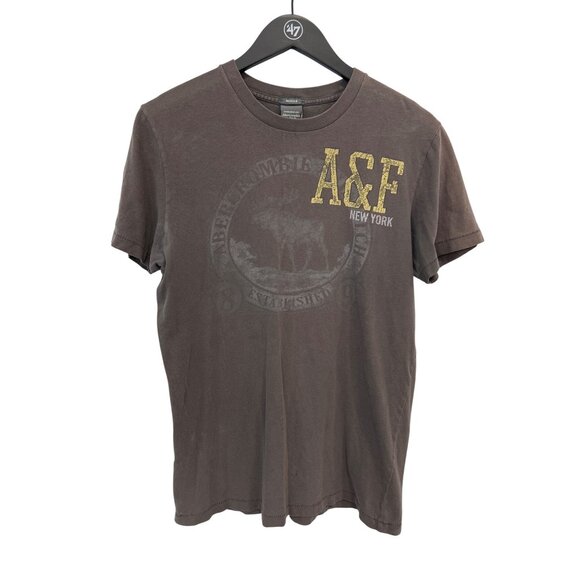 Y2K Abercrombie and Fitch Muscle T Shirt Size Large Crewneck Short Sleeve Brown - Picture 1 of 7